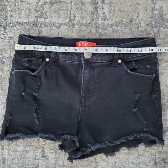 Astor Denim Black Distessed Shorts - Picture 5 of 10